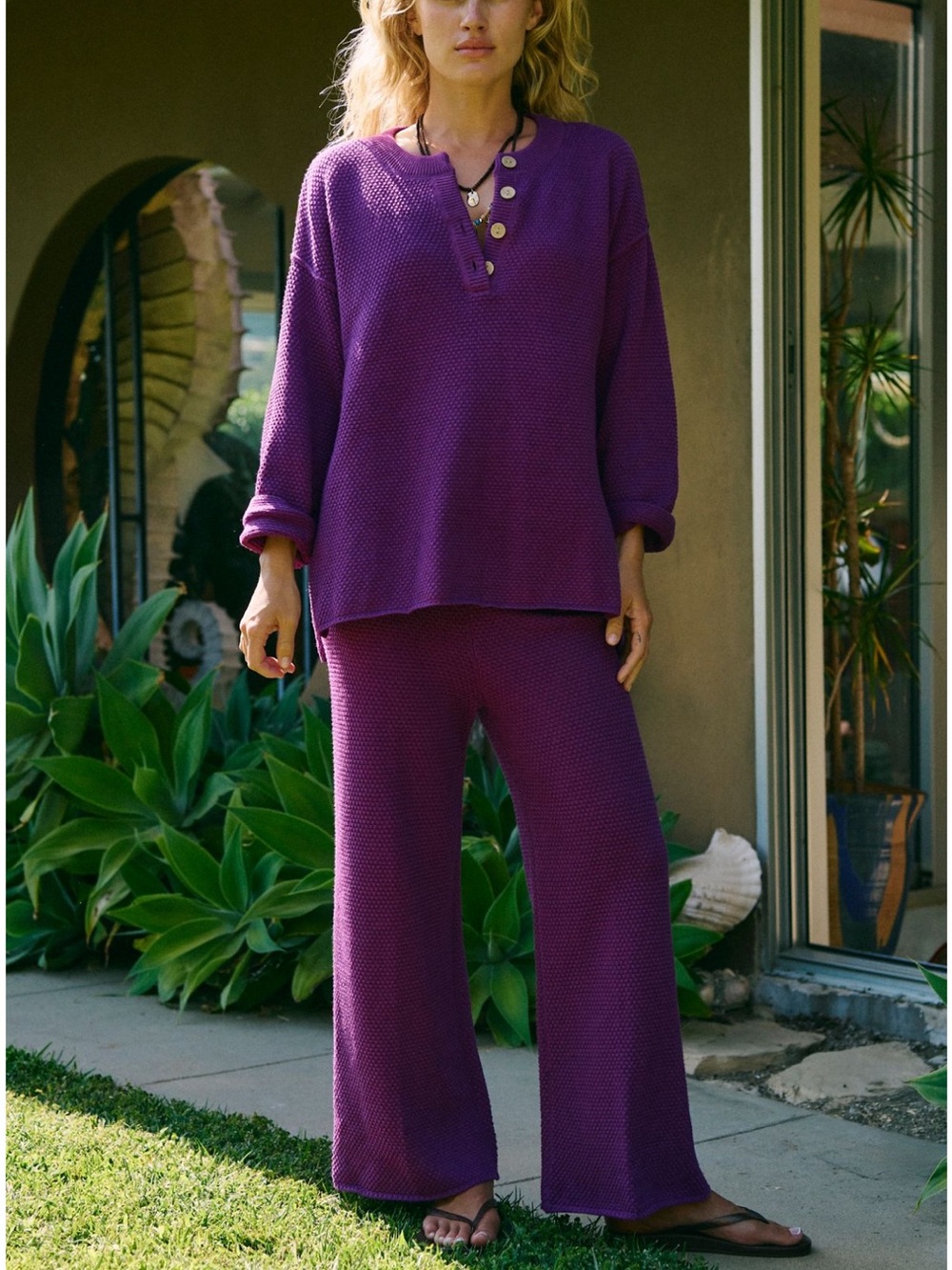 FREE PEOPLE Hailee Sweater Set in Vivid Purple Heather